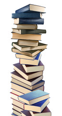 isolated image of many books on white background