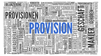 Provision - Stichwortwolke als Banner
