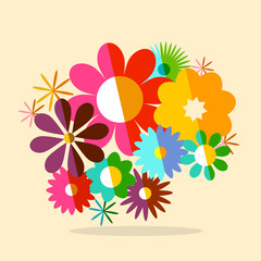 Colorful Vector Flat Design Flowers