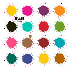 Colorful Splashes. Vector Blots - Abstract Object Set for Graphic Designs.