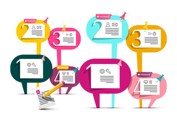 Double Four Steps Vector Infographic Template. Paper Labels with Icons and Numbers.