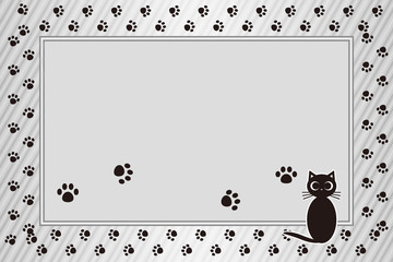 Background Wallpaper Vector Illustration Design Free Photo Frame Picture Frame Copy Space Character Text Message Title Sign Party Name Plate Card Price メッセージ枠 猫 足跡 肉球 ペット コピースペース 動物病院 広告宣伝 Wall Mural Tomo00