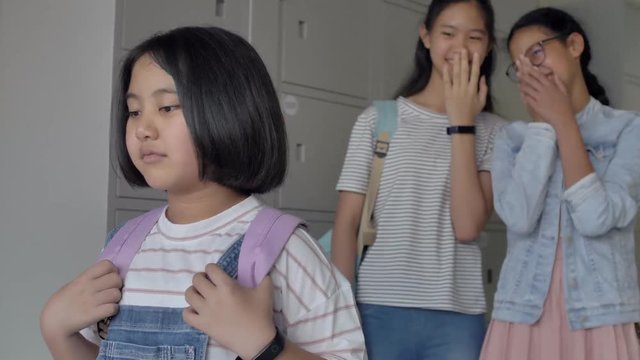 Asian Pre Teen Girl Being Bullied By Her Classmate, Student Problem In School