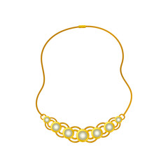 Necklace in the form of diamond rings. Vector illustration.