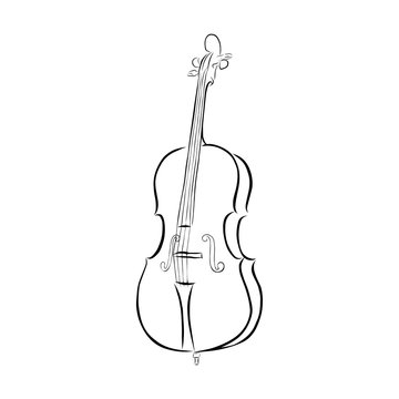 Line art cello musical instrument, vector