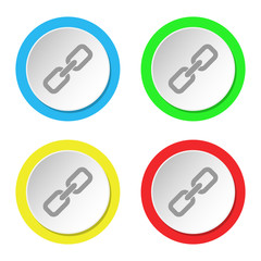 Link icon, set of round color flat icons. Circle button.