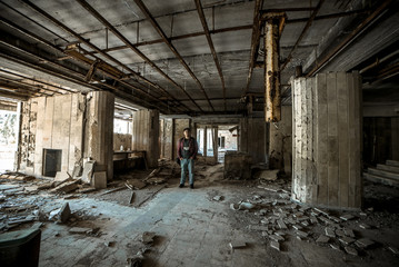 Inside the hotel in abandoned Pripyat city in Chernobyl Exclusion Zone, Ukraine