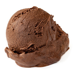 Luxury Chocolate ice cream ball  isolated on a white background. Macro.