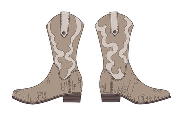 Traditional cowboy boots hand drawn doodle vector illustration - 265356927