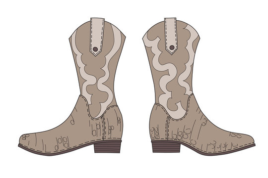 Traditional cowboy boots hand drawn doodle vector illustration