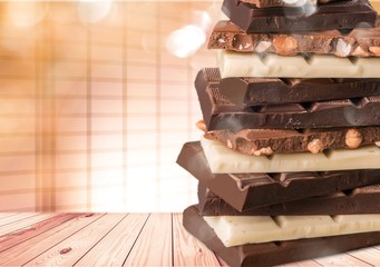 Two pieces of chocolate isolated on white background