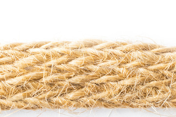 A piece of braided fiber on a white background. Place for text.