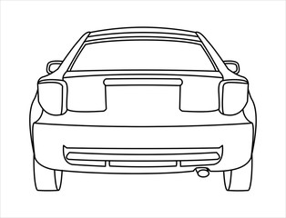 Car, rear view. Fast car. Outline.