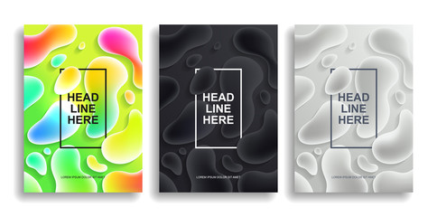 A collection of colorful liquid covers. Wavy shapes with gradient. Modern design. Eps10 vector