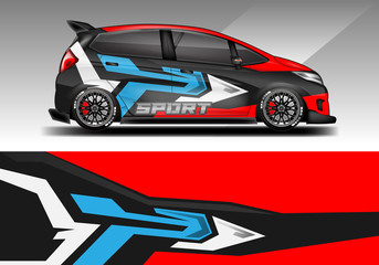 Obraz premium Car wrap decal design vector. Graphic abstract background kit designs for vehicle