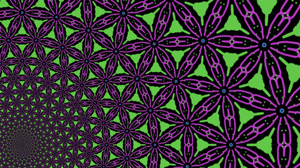 Ornate geometric pattern and artfully abstract multicolored background