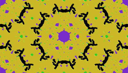 Ornate geometric pattern and artfully abstract multicolored background