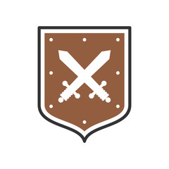 Obraz premium Shields and Heraldry related icon on background for graphic and web design. Simple vector sign. Internet concept symbol for website button or mobile app.