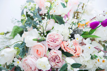 Pink lily flowers bouquet background