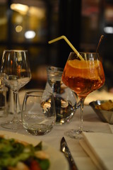 glasses of wine on table in restaurant