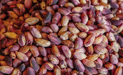 Close up picture of organic peeled and roasted pistachio.
