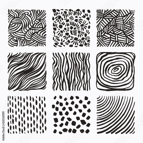 "Hand drawn textures and brush strokes. Artistic collection of ...