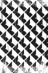 Grunge abstract isometric pattern. Vertical .black and white backdrop.