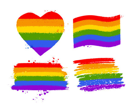 Set of rainbow LGBT flag color symbols