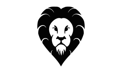 Black and White Lion Icon