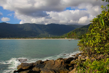 Fototapeta premium photo taken on November 29 in Maresias, Brazil, this place has incredible beaches, beautiful point to enjoy