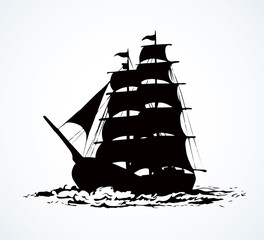 Sailing vessel. Vector drawing