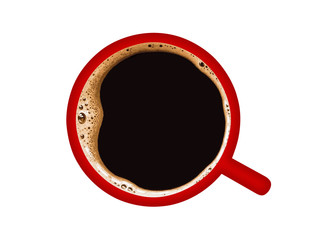 coffee cup top view isolated on white