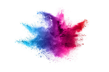 abstract powder splatted background. Colorful powder explosion on white background. Colored cloud. Colorful dust explode. Paint Holi.