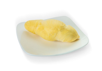 Durian in a dish on a white background