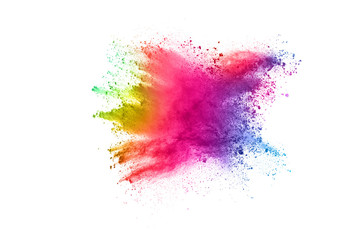 abstract powder splatted background. Colorful powder explosion on white background. Colored cloud....