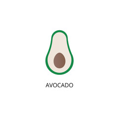 Avocado fruit flat vector icon