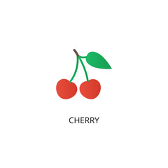 Cherry fruit flat vector icon