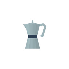 Metallic coffee pot flat vector icon