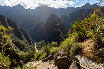 overlooking river with moutains Peru