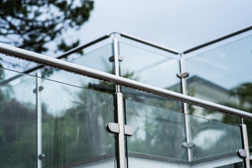Metal railings and glass wall outdoor
