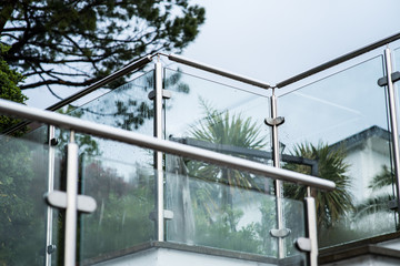 Metal railings and glass wall outdoor