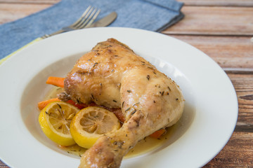Chicken leg with carrots