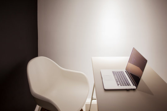 Programmer's workplace, laptop with project code. Development of websites and applications
