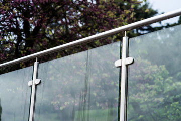 Metal railings and glass wall outdoor