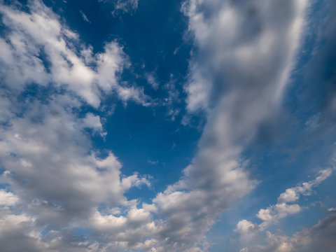 With clouds on blue sky. Clouds on blue sky. Clouds pattern. © Peter
