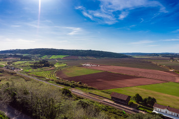 Naklejka premium Portugal's countryside landscape with green rural fields.
