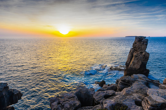 Sunset on the coast of Peniche, Portugal. © Leonid