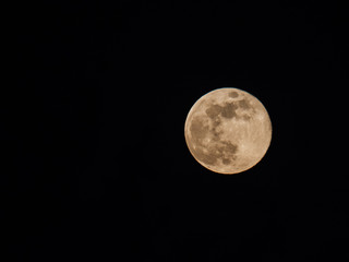 Full moon closeup. Spring full moon.
