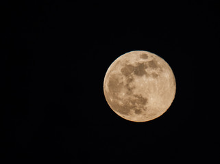 Full moon closeup. Spring full moon.