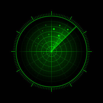 Vector Green Radar. HUD Radar Display. Military Search System. Vector EPS10.